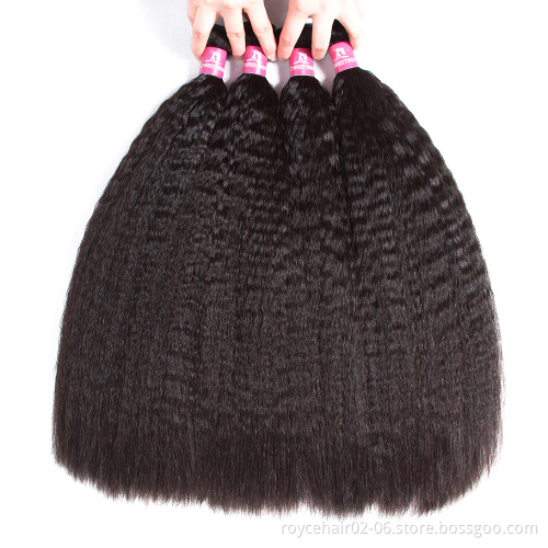 Dropship Wholesale 100% Peruvian Virgin Hair Kinky Straight Hair Extensions 3 Bundles with Lace Closure